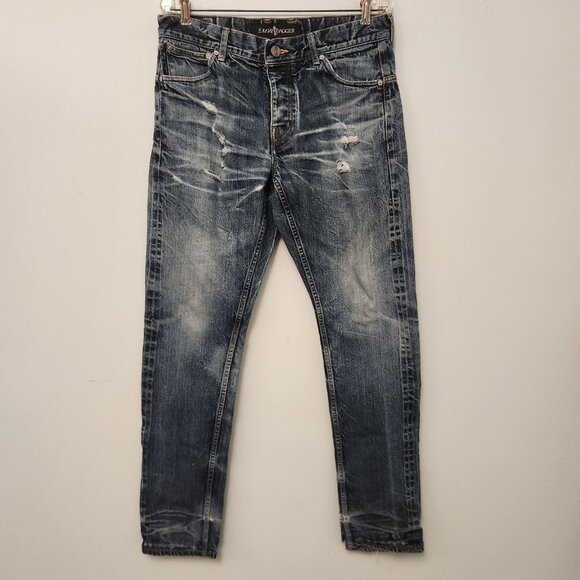 Snake & Dagger Japan 3D‎ Artist Rock Viper Selvedge Denim Jeans 33x34 Distressed - Picture 6 of 16